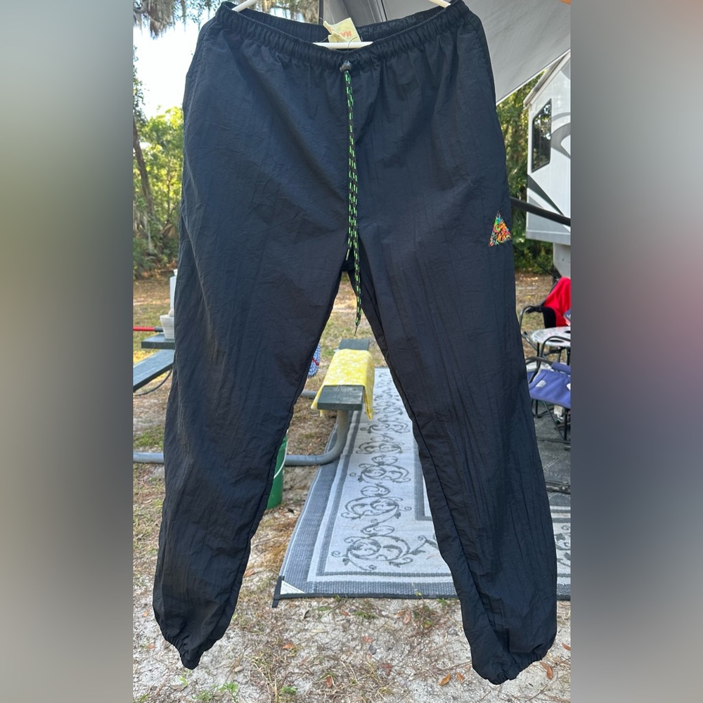 Vintage Track Pants Windbreaker Joggers Size‎ M Mens Black OCEAN EQUIPMENT SURF